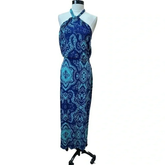 CYNTHIA ROWLEY HALTER MAXI‎ DRESS SZ M - Picture 1 of 10